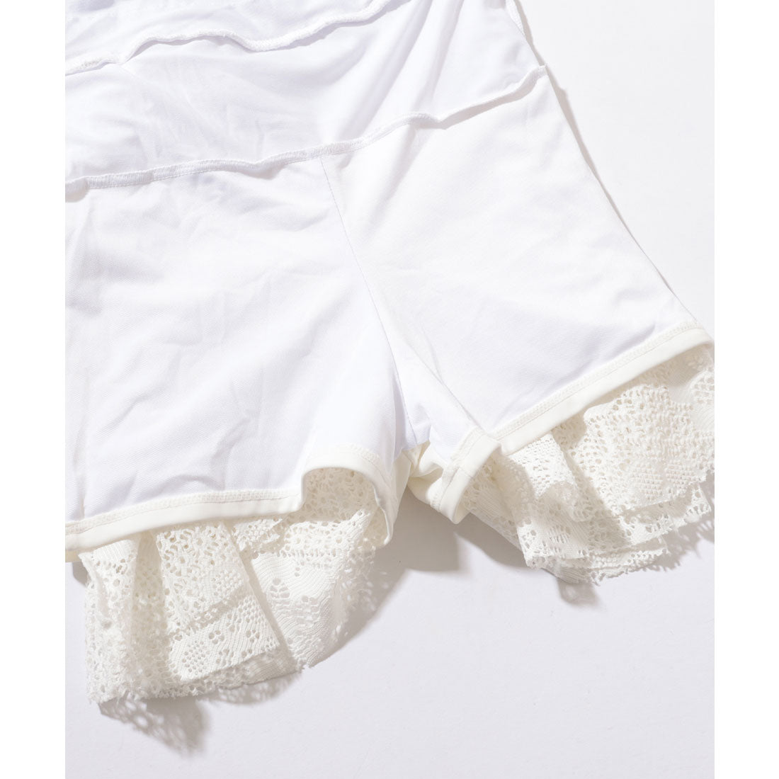 レースレディース Lace Ladies レース カシュクール 半袖 ワンピース 水着 (ホワイト) ホワイト