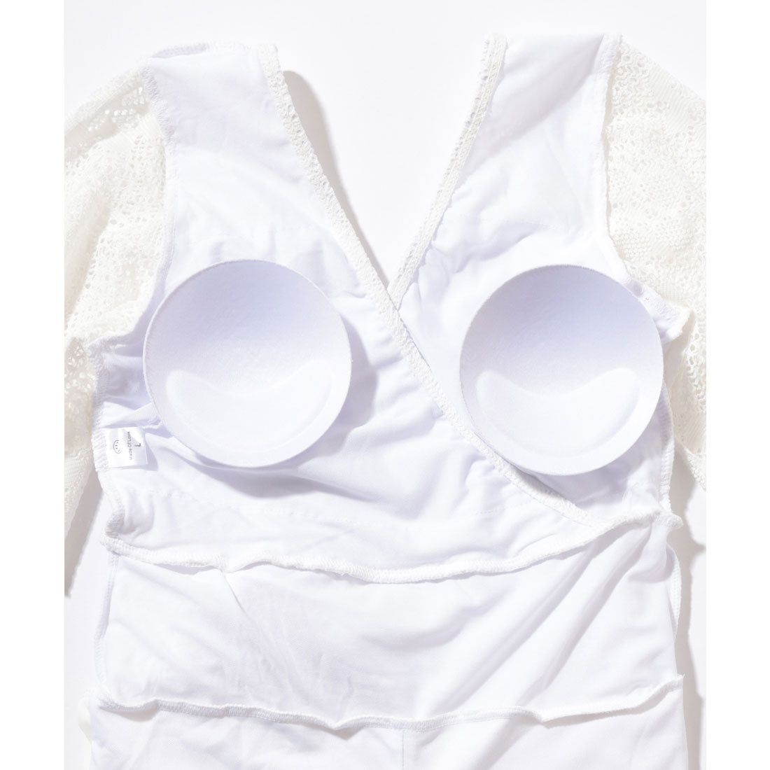 レースレディース Lace Ladies レース カシュクール 半袖 ワンピース 水着 (ホワイト) ホワイト