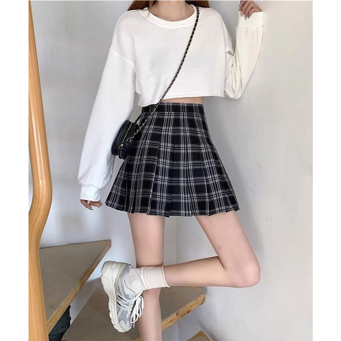 レースレディース Lace Ladies タータンチェック ボックス プリーツ ミニ スカート (グレー) グレー