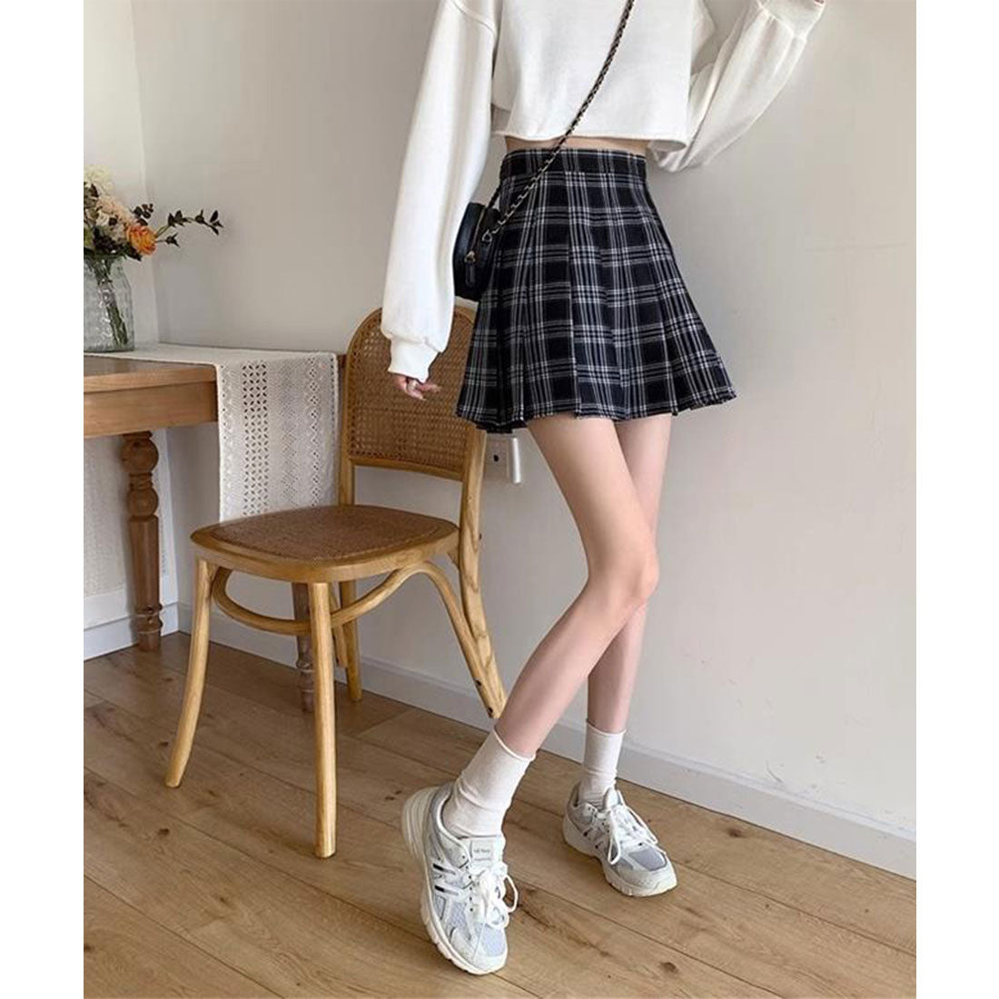 レースレディース Lace Ladies タータンチェック ボックス プリーツ ミニ スカート (グレー) グレー