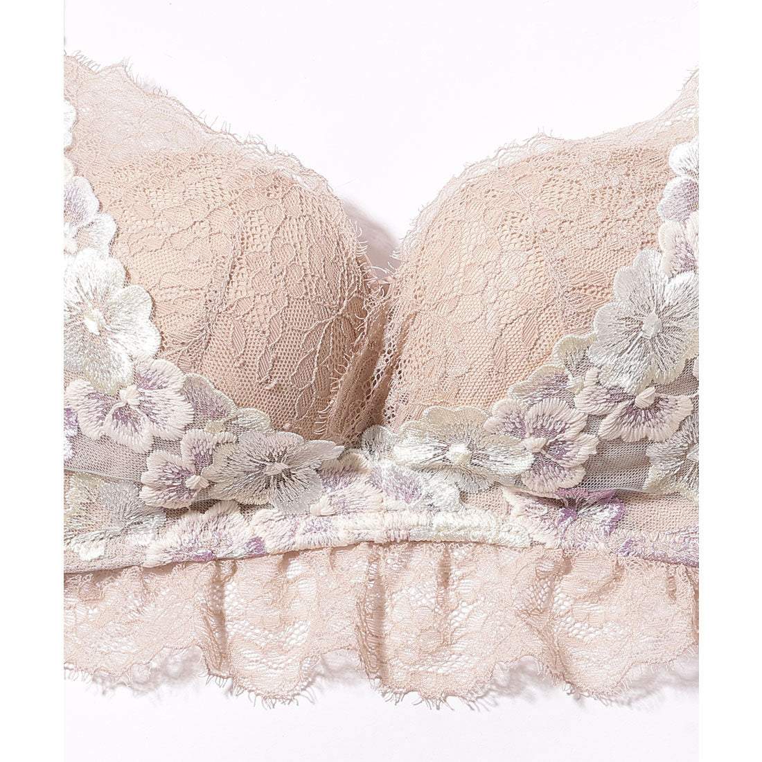レースレディース Lace Ladies ロマンチック フラワー レース ブラジャー&ショーツ セット【返品不可商品】 (ラベンダー) ラベンダー