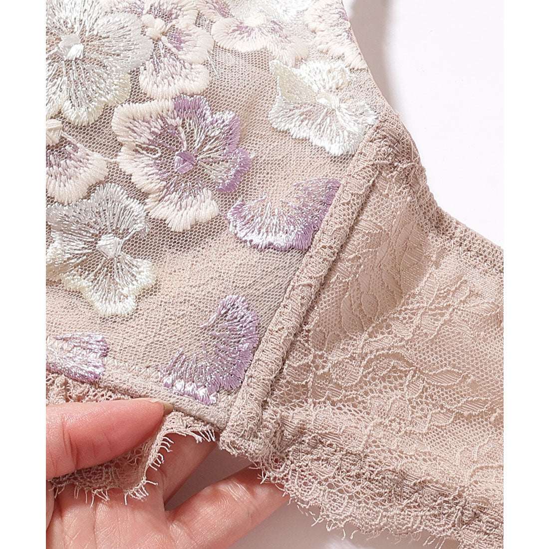 レースレディース Lace Ladies ロマンチック フラワー レース ブラジャー&ショーツ セット【返品不可商品】 (ラベンダー) ラベンダー