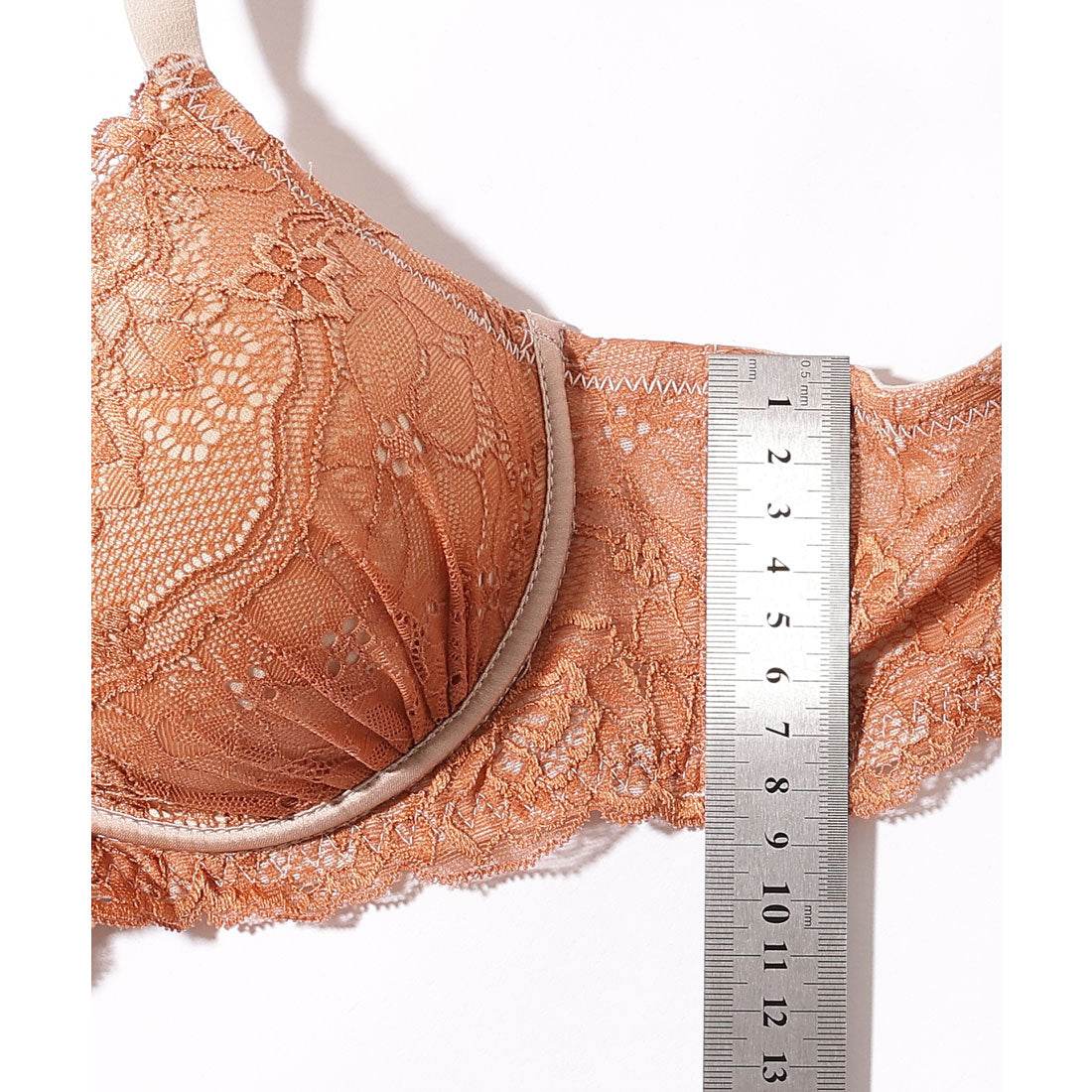 レースレディース Lace Ladies フラワー レース 配色 ブラジャー&ショーツ セット【返品不可商品】 (オレンジ) オレンジ