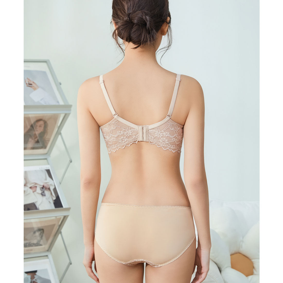 レースレディース Lace Ladies ロマンチック レース リボン ブラジャー&ショーツ セット【返品不可商品】 (ホワイト) ホワイト