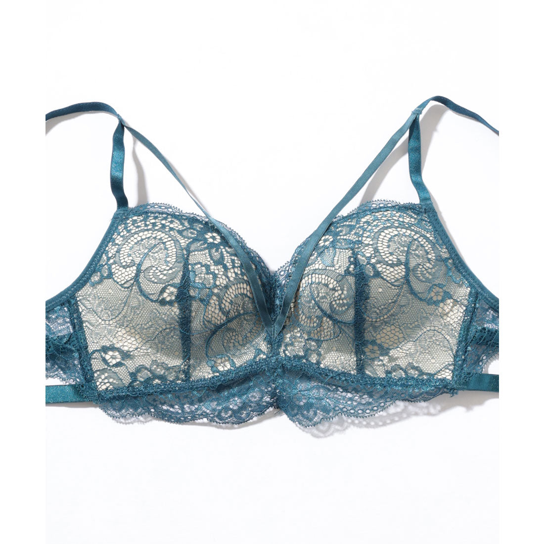 レースレディース Lace Ladies 【2点セット】ボタニカル レース ストラップ ブラジャー&ショーツ (ブラック) ブラック