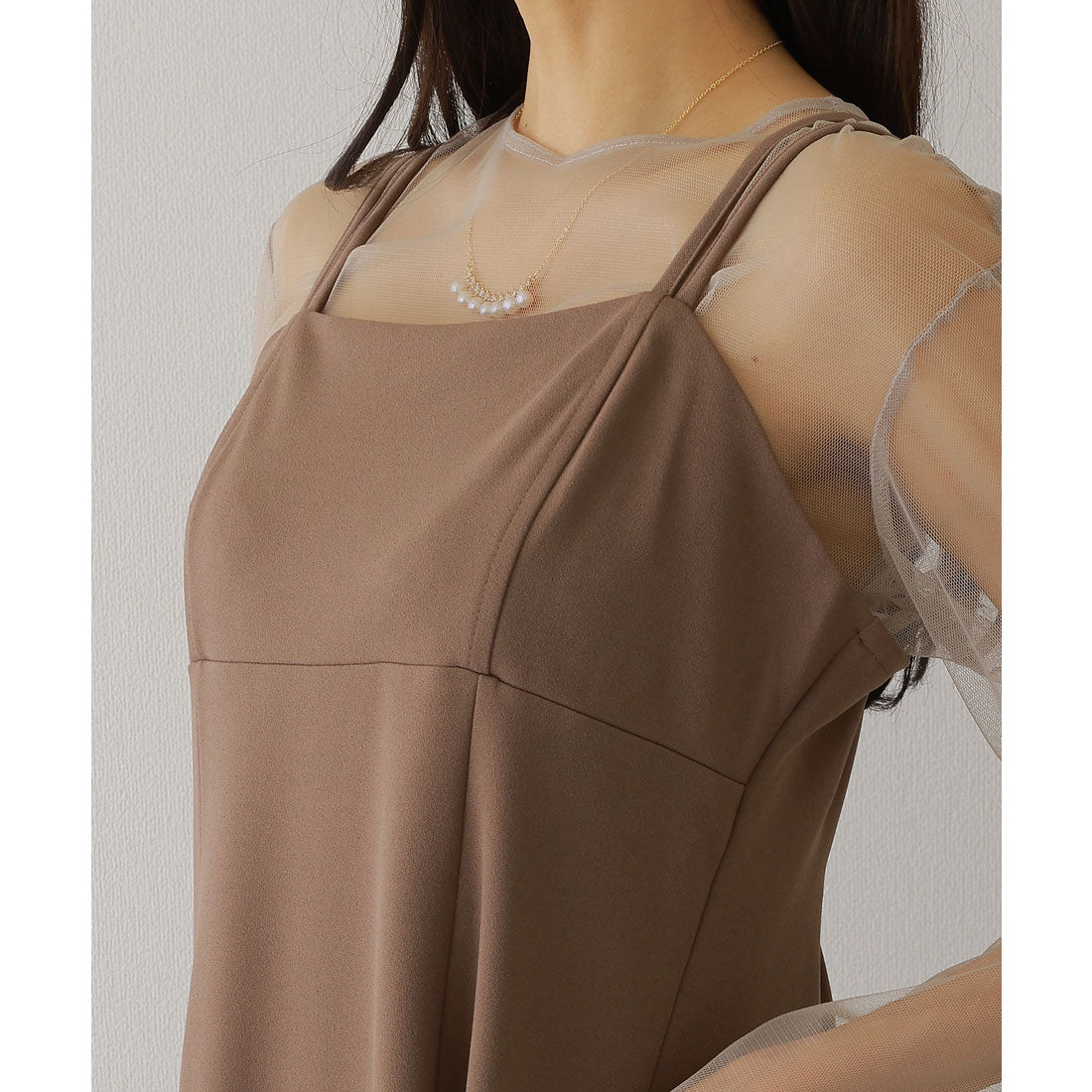 レースレディース Lace Ladies ソリッドカラー バックスリット キャミソール マキシ ワンピース (ブラック) ブラック