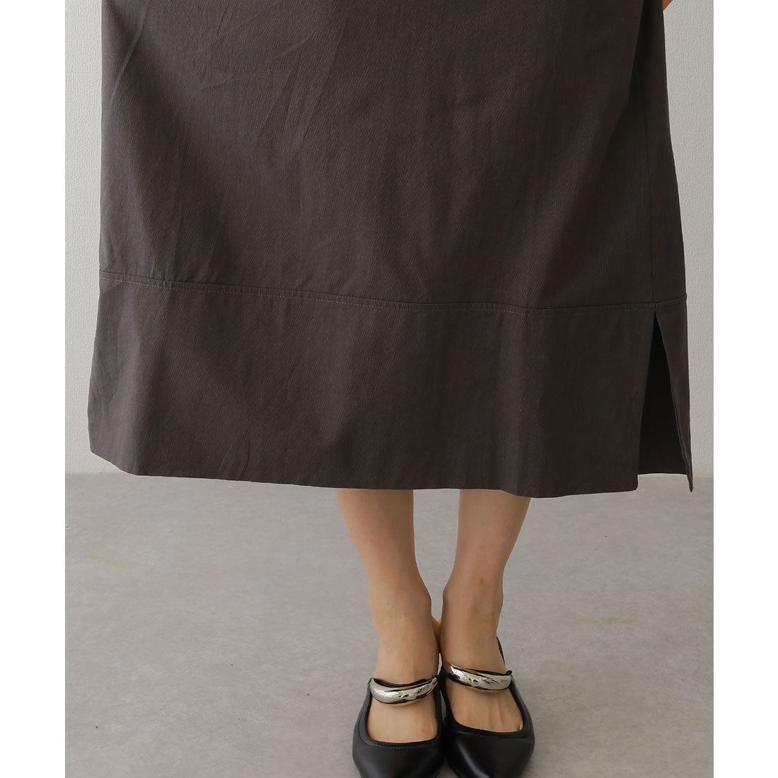 レースレディース Lace Ladies キーネック パフスリーブ マキシ スリット ワンピース (ベージュ) ベージュ