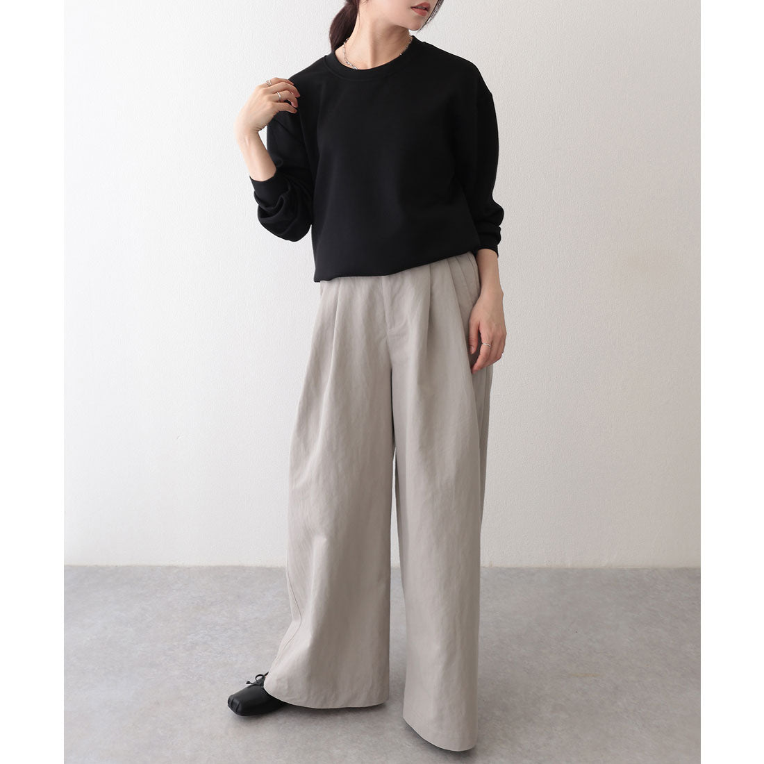 レースレディース Lace Ladies クルーネック ベーシック 長袖 スウェット プルオーバー (ブラック) ブラック