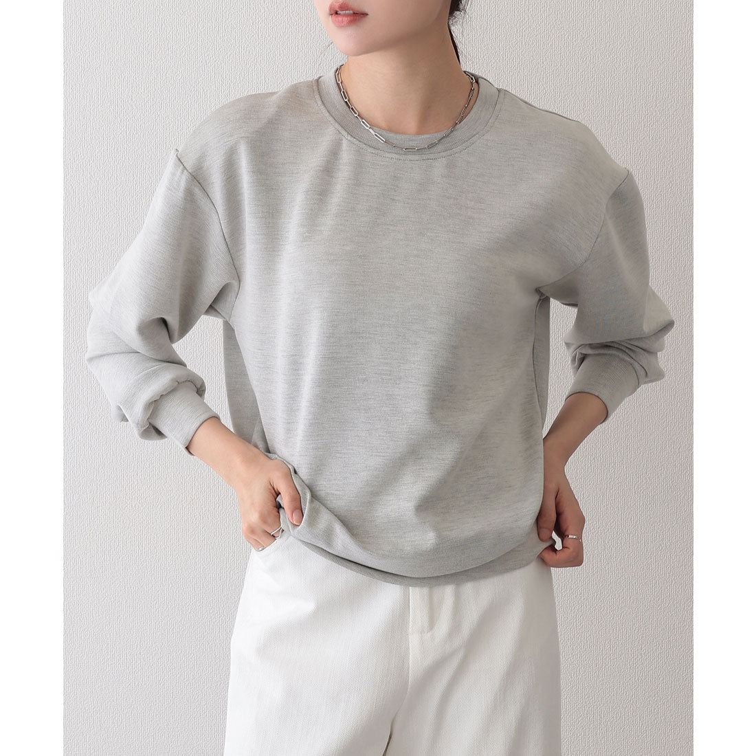 レースレディース Lace Ladies クルーネック ベーシック 長袖 スウェット プルオーバー (ライトグレー) ライトグレー