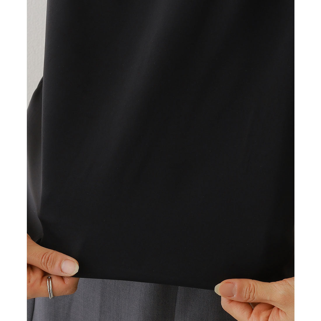 レースレディース Lace Ladies パール ライン フリル袖 シフォン ブラウス (ブラック) ブラック