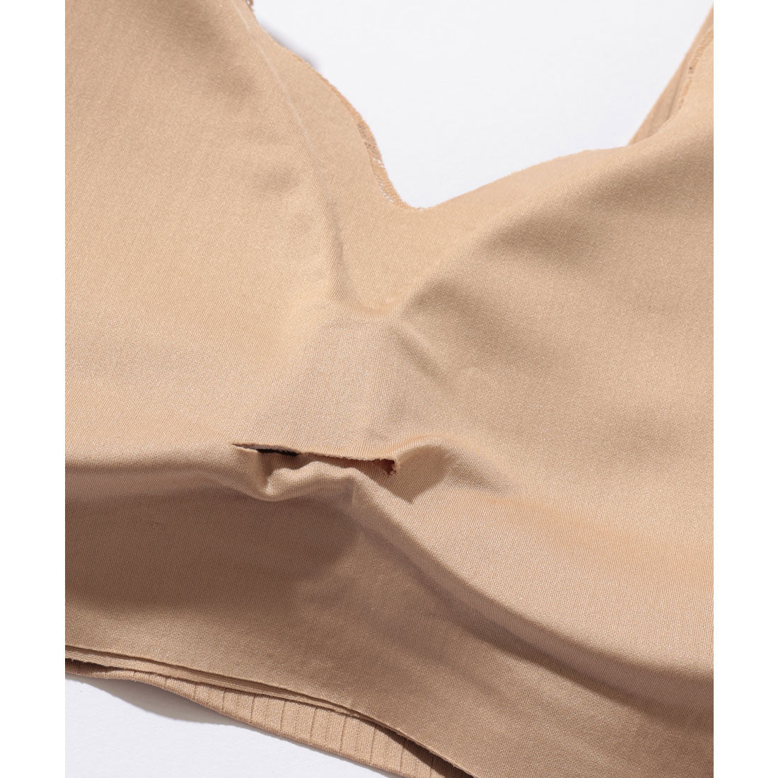 レースレディース Lace Ladies フラワー レース Vネック 脇高 ノンワイヤー ブラ (アイボリー) アイボリー