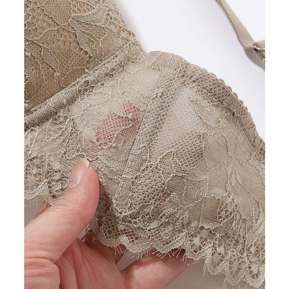 レースレディース Lace Ladies 【2点セット】Vカット スカラップ レース ブラ&ショーツ セット【返品不可商品】 (ピンク) ピンク