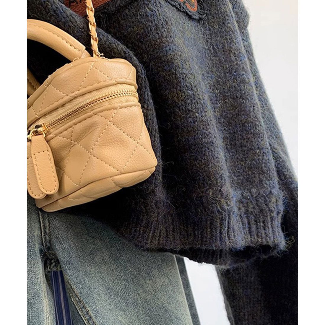 レースレディース Lace Ladies クルーネック パッチワーク ロゴ ニット プルオーバー (ダークグレー) ダークグレー