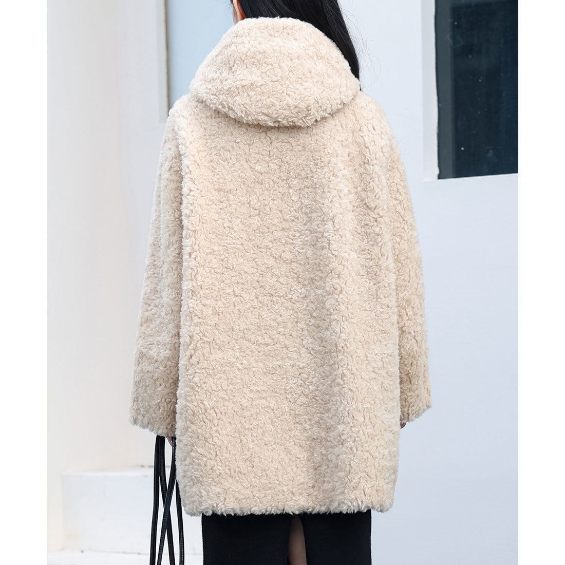 レースレディース Lace Ladies フーデット ミドル ボア ファー ジャケット (ベージュ) ベージュ