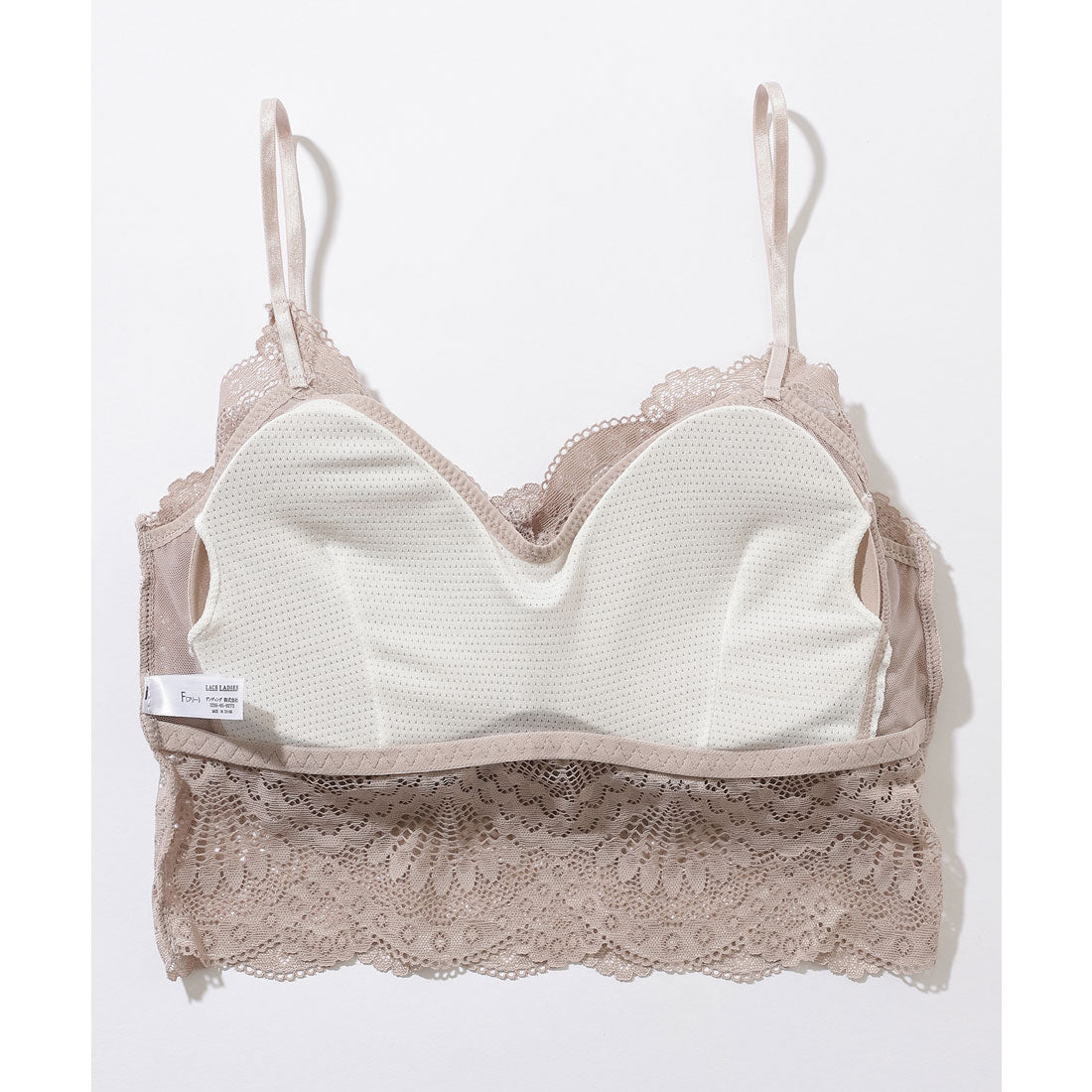 レースレディース Lace Ladies 総レース スカラップ Vネック キャミソール ハーフトップ (ベージュ) ベージュ