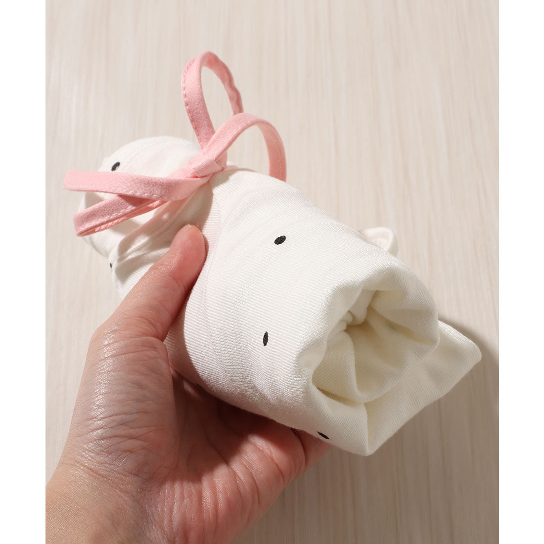 レースレディース Lace Ladies サイド シャーリング リボン付き ドット柄 カップ付き キャミソール (グレー) グレー