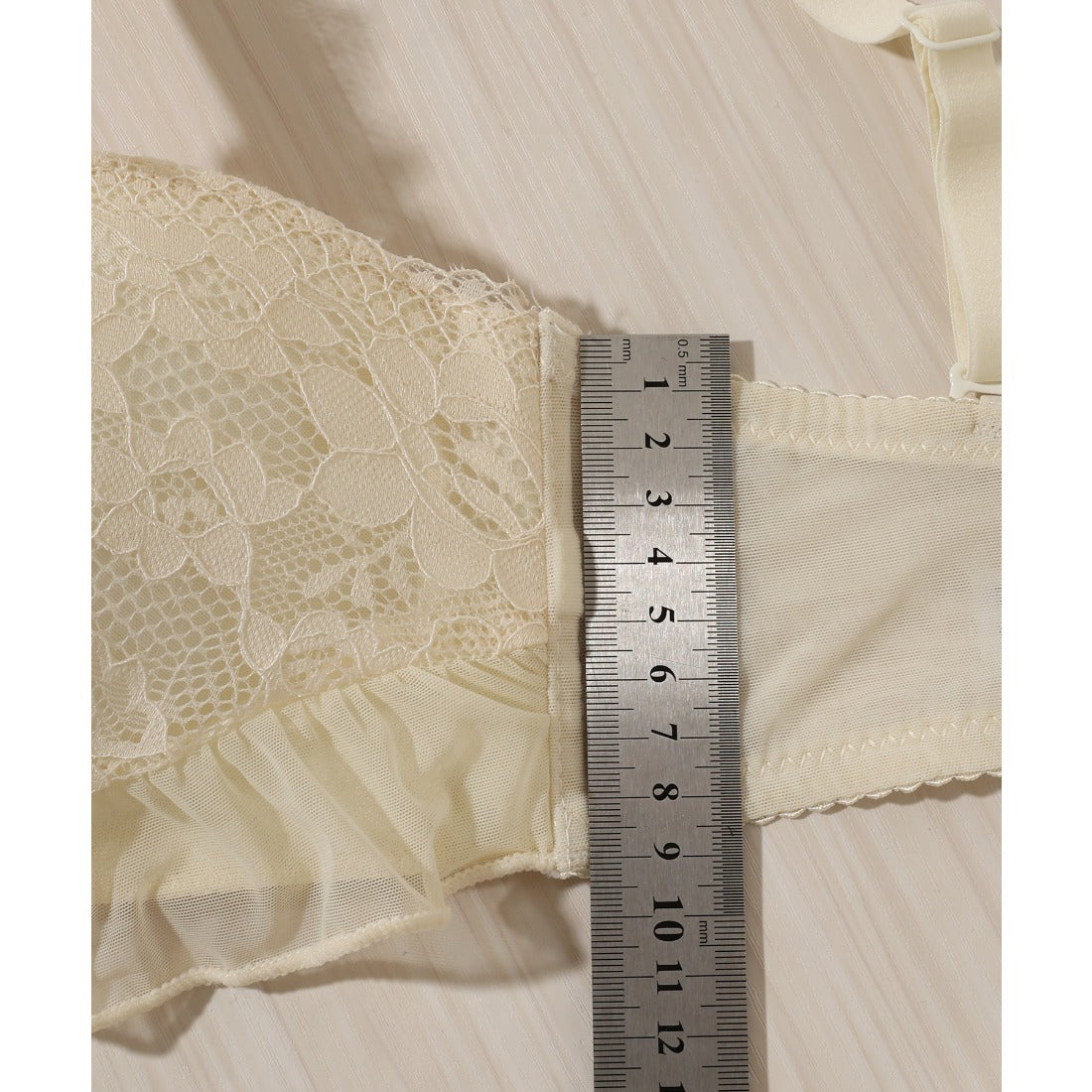 レースレディース Lace Ladies 【2点セット】リボン風 フリル ギャザー ブラ&ショーツ (ブルー) ブルー