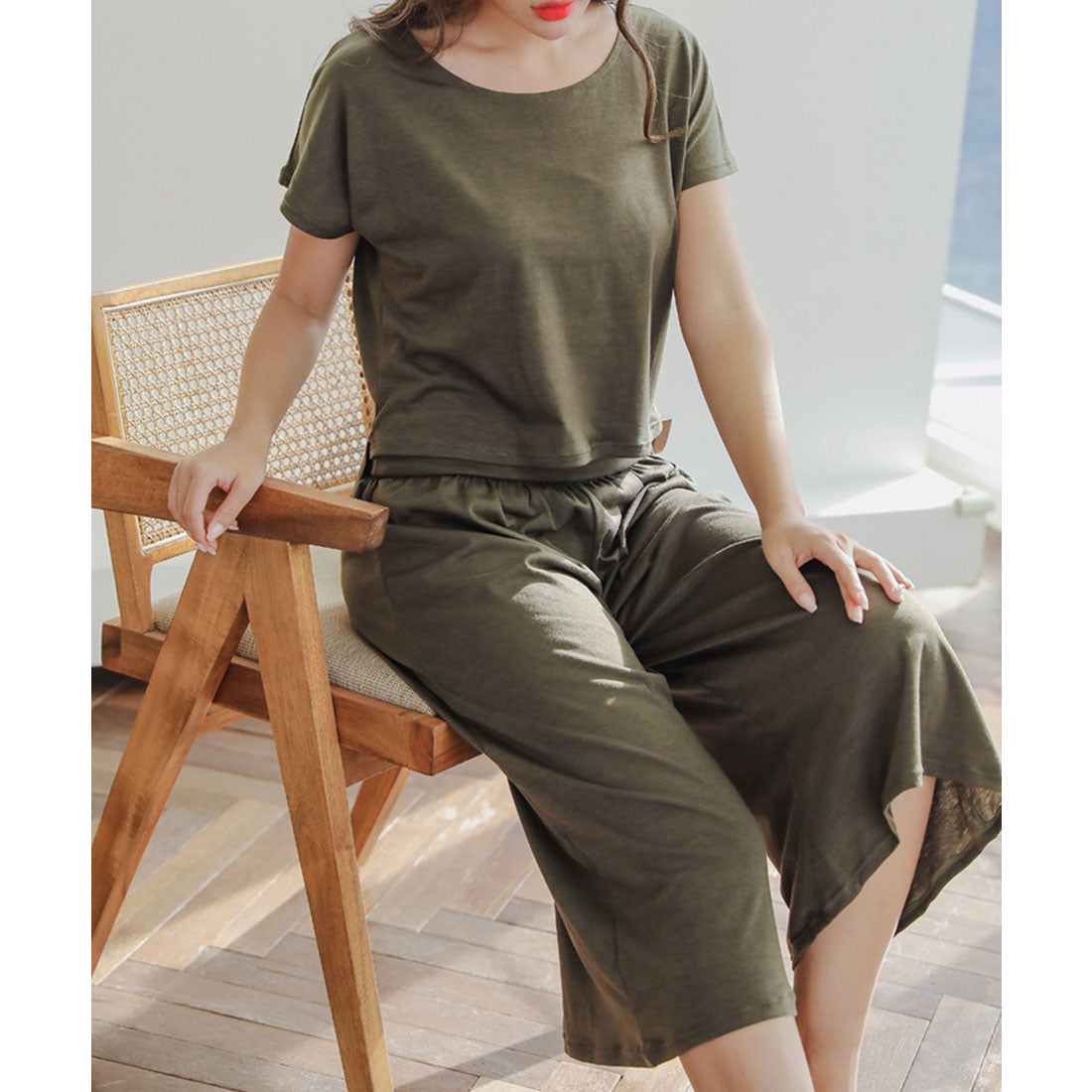 レースレディース Lace Ladies ロングズボン 水着4点セット,カーキ