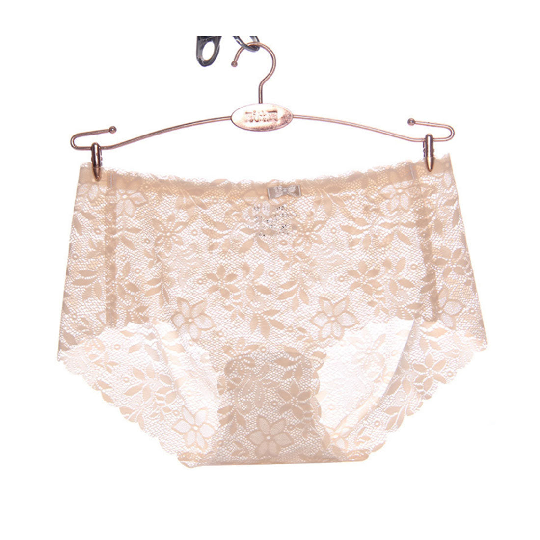 レースレディース Lace Ladies リボン付き総レースヒップハングショーツ【返品不可商品】 (ベージュ) ベージュ