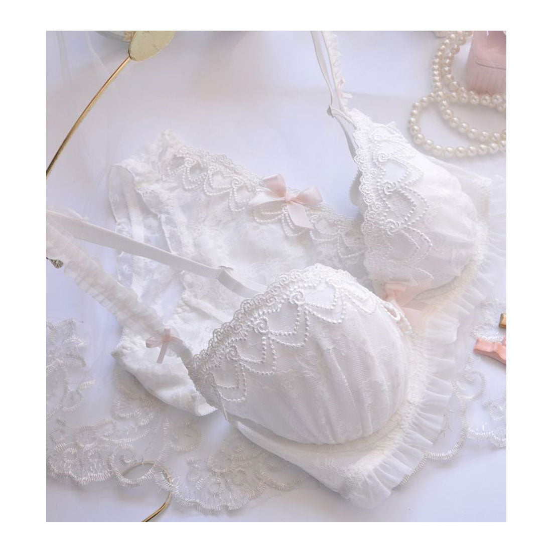 レースレディース Lace Ladies 谷間メイク レースブラ&ショーツ 2点セット【返品不可商品】