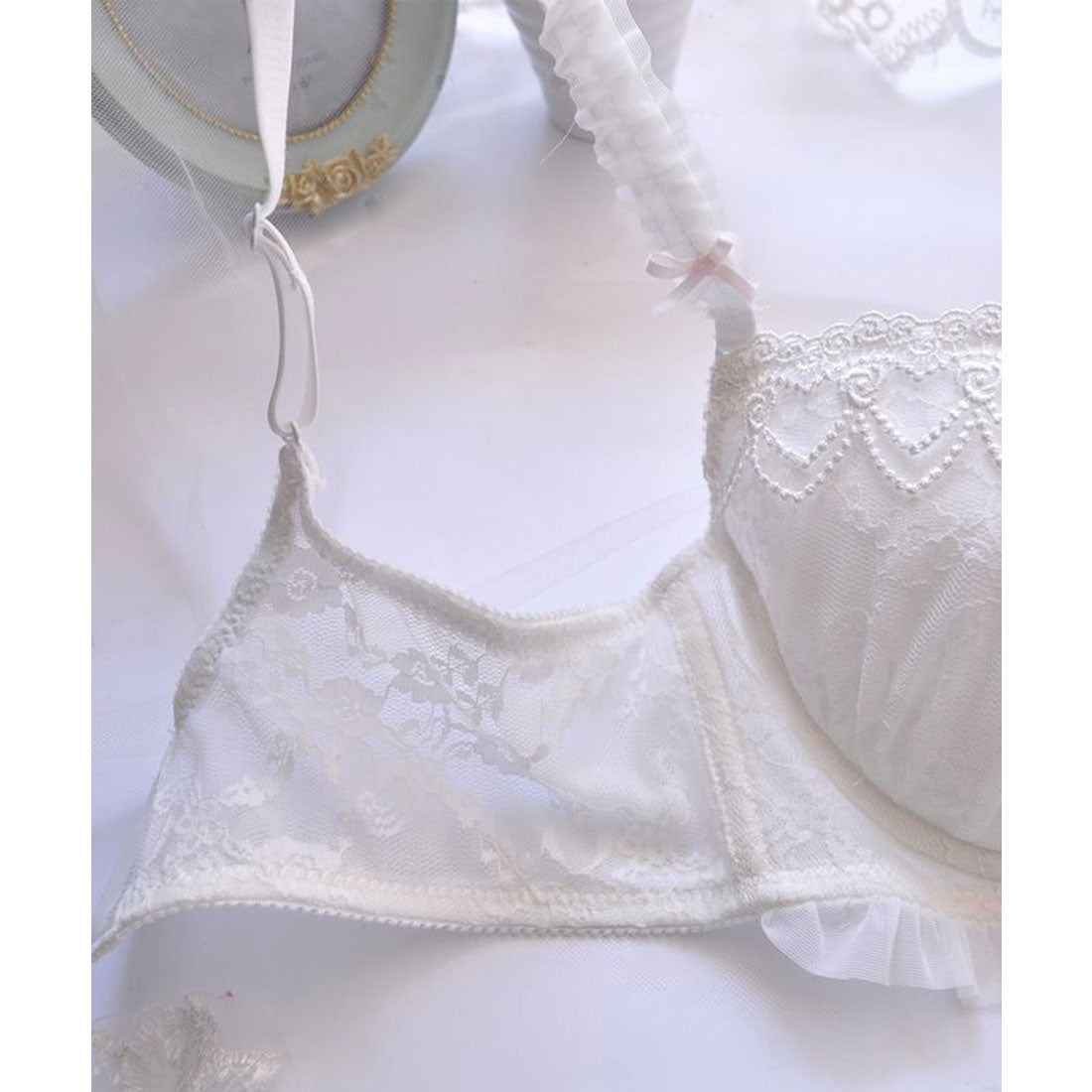 レースレディース Lace Ladies 谷間メイク レースブラ&ショーツ 2点セット【返品不可商品】