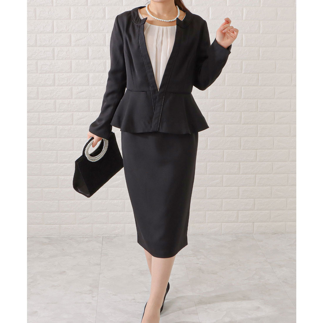 Lace Ladies Reversible Peplum Jacket & Skirt Set