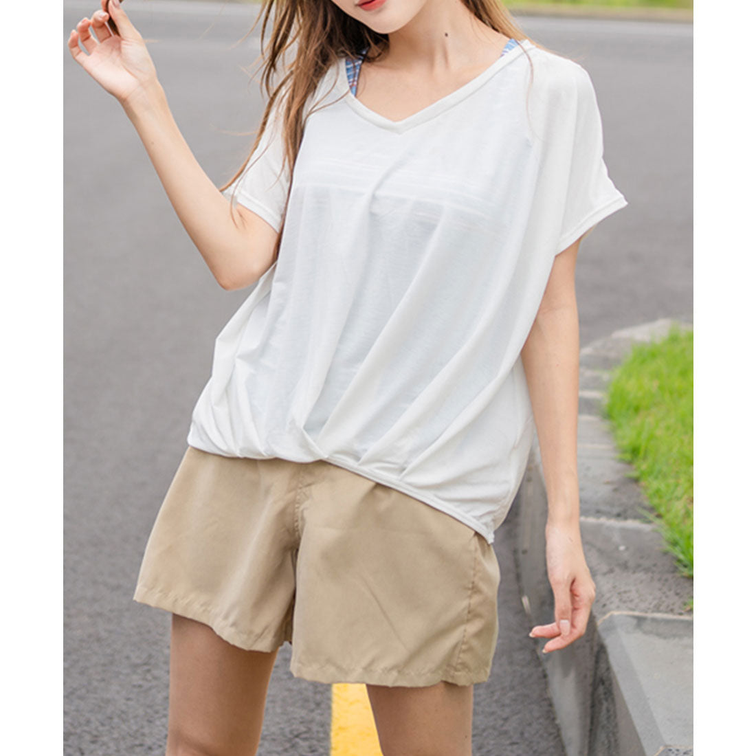 レースレディース Lace Ladies タンキニセパレート ハイウエストショーツ 半袖 ショートパンツ付き4点セット水着