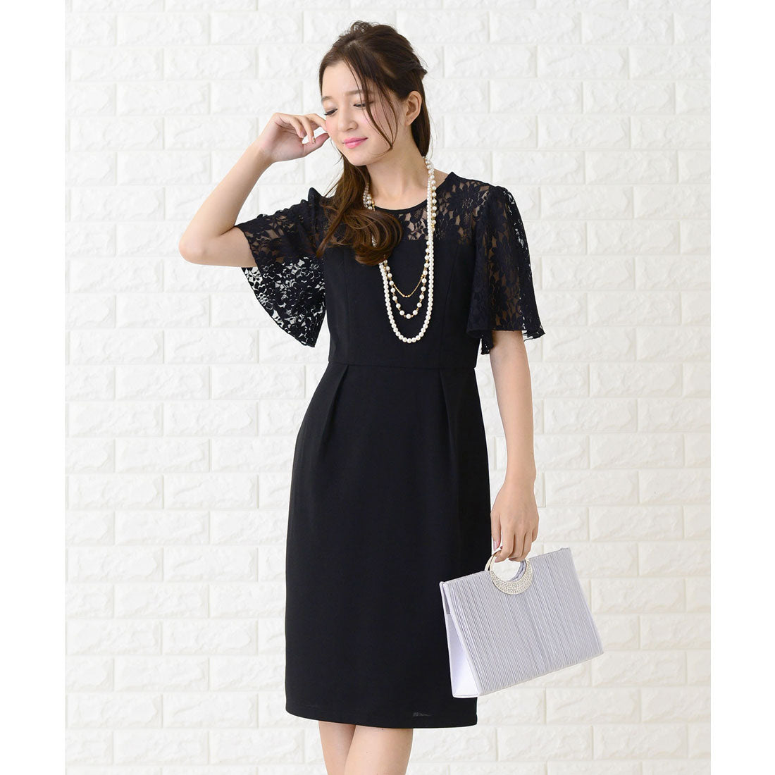 chinese dress ladies Lace Ladies Floral Lace Sleeve Back Slit Tight Dress
