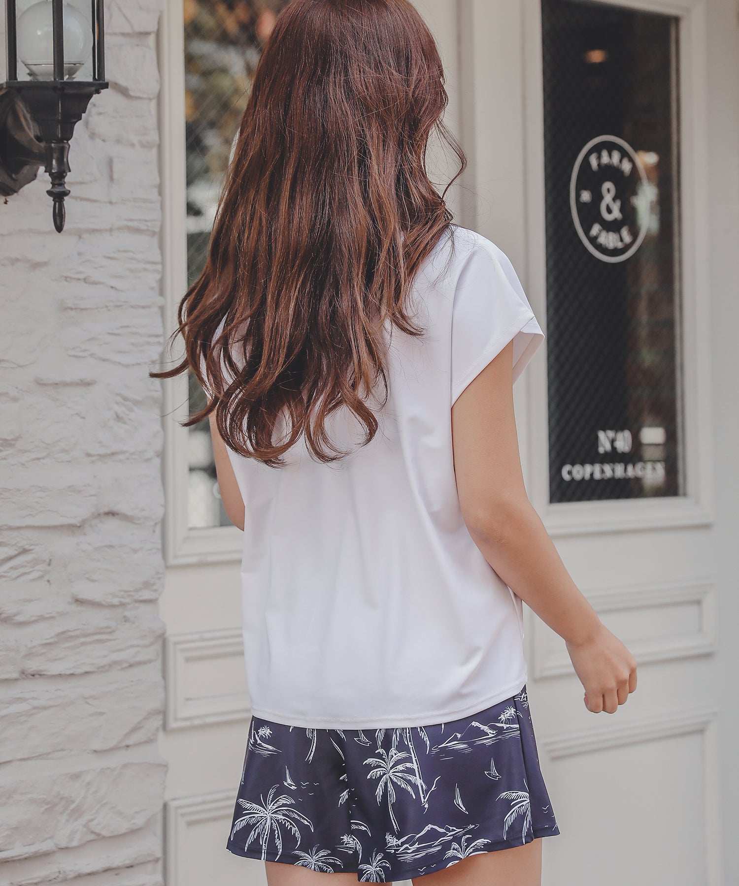 レースレディース Lace Ladies カバーアップ ショートパンツ付きタンキニ4点セット水着【返品不可商品】 (ビーチ柄) ビーチ柄