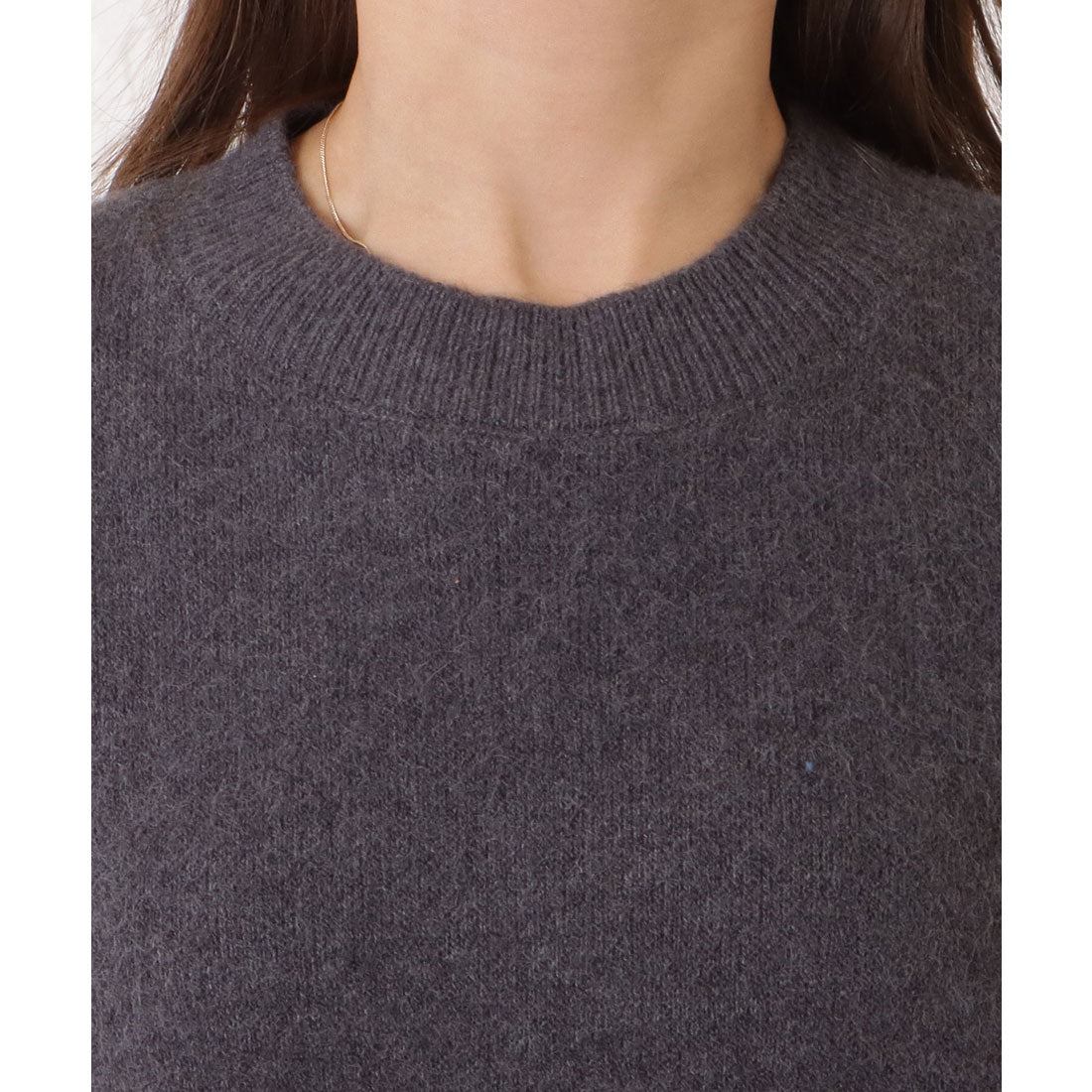 レースレディース Lace Ladies ラウンド裾スリットロングニットプルオーバー (グレー) グレー