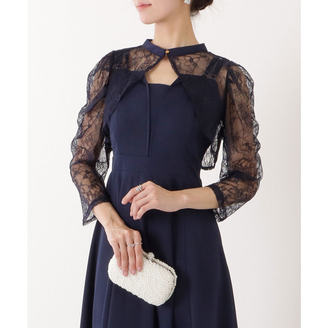 Lace Ladies Lace Ladies Lace Bolero Attached 2WAY High Waist Bustier Dress