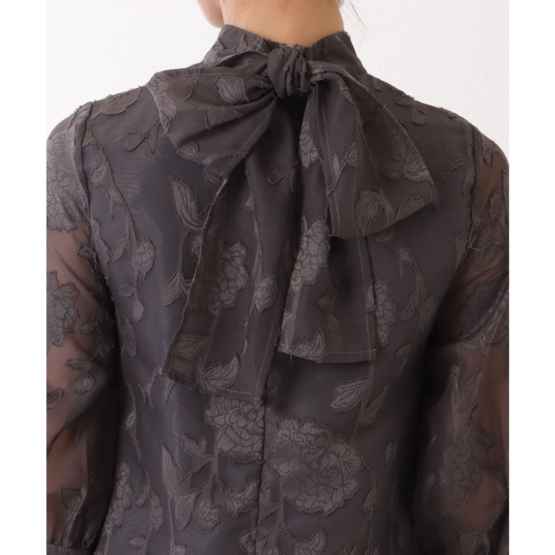 レースレディース Lace Ladies バックリボン 総レース プチハイネック Aライン ワンピース