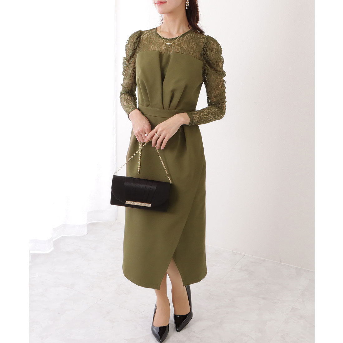 レースレディース Lace Ladies レース ドッキング フェイクレイヤード ビスチェ ワンピース