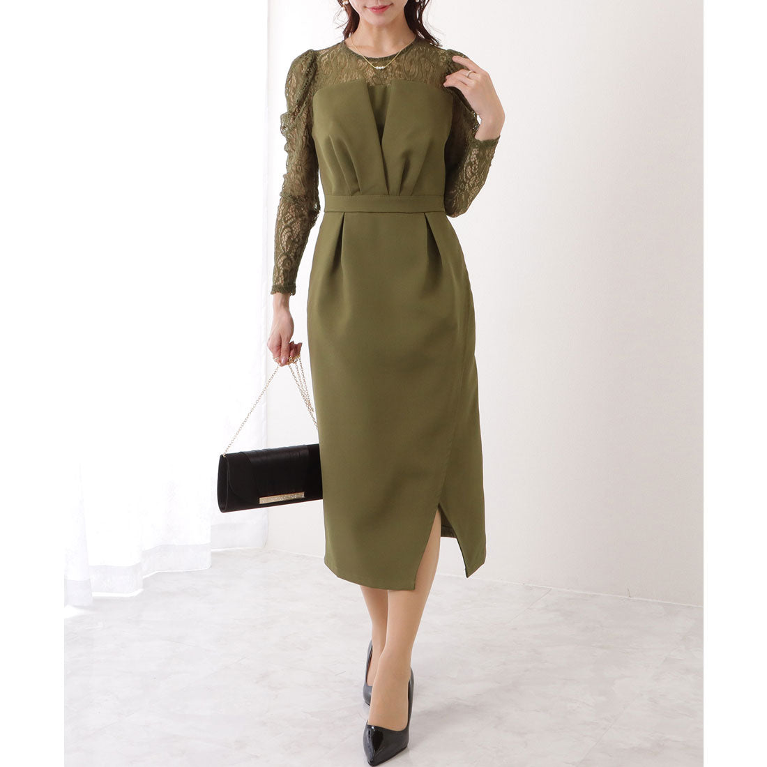 レースレディース Lace Ladies レース ドッキング フェイクレイヤード ビスチェ ワンピース