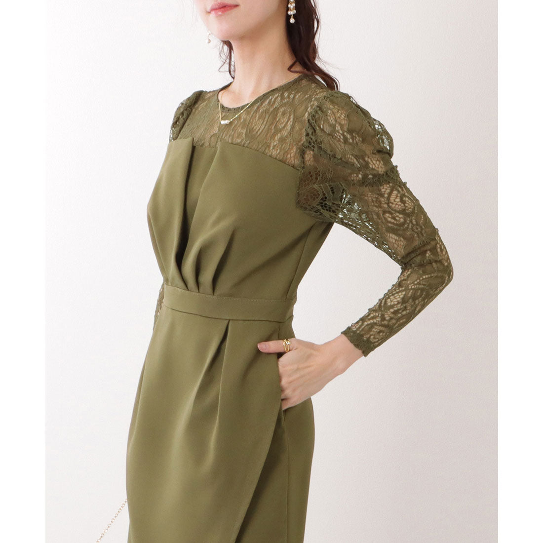 レースレディース Lace Ladies レース ドッキング フェイクレイヤード ビスチェ ワンピース