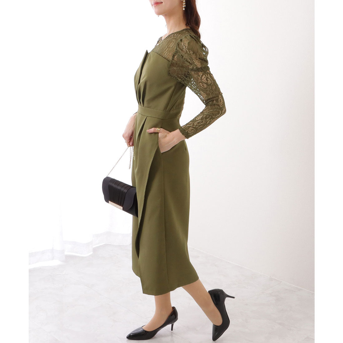 レースレディース Lace Ladies レース ドッキング フェイクレイヤード ビスチェ ワンピース