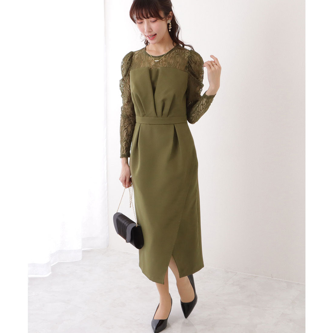 レースレディース Lace Ladies レース ドッキング フェイクレイヤード ビスチェ ワンピース