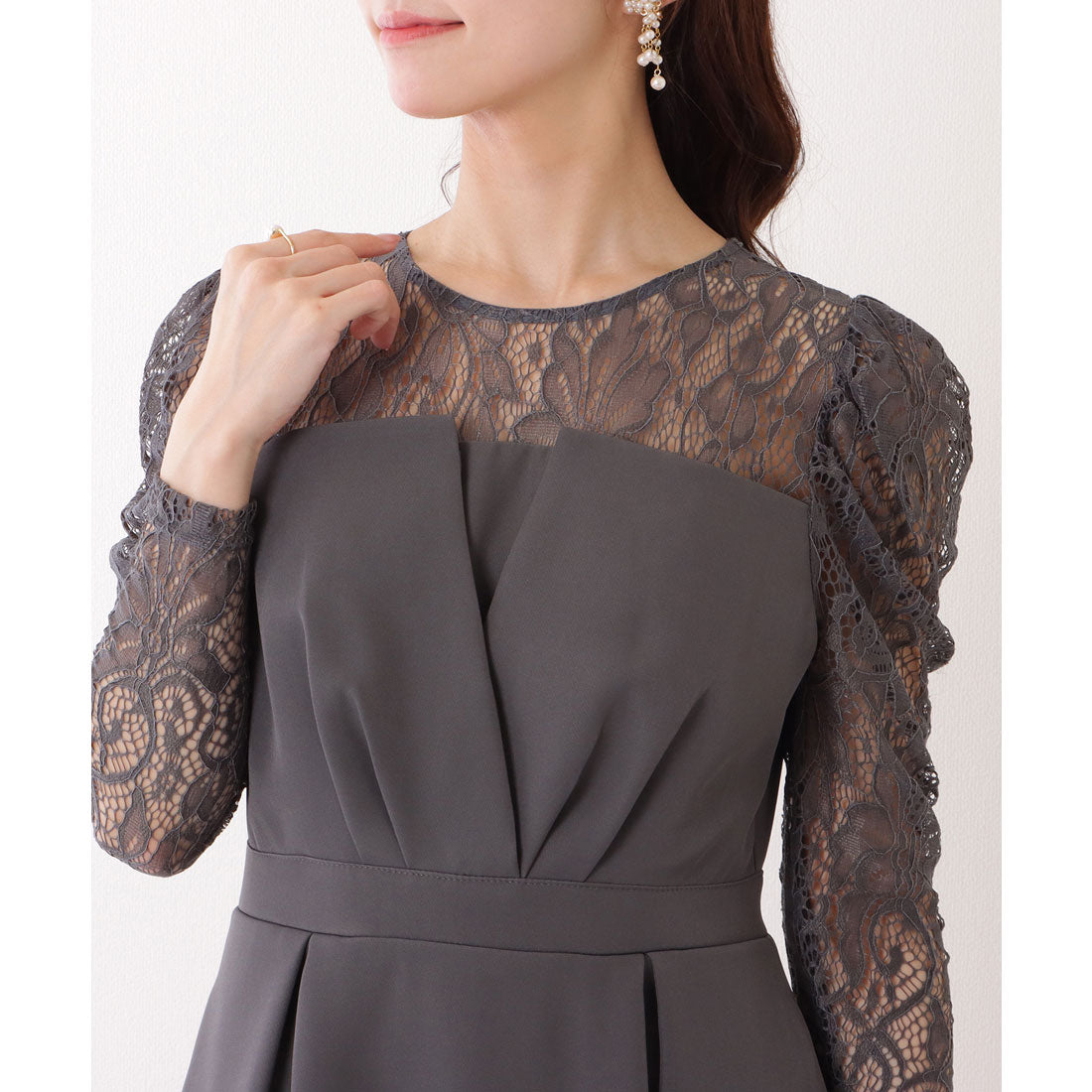 レースレディース Lace Ladies レース ドッキング フェイクレイヤード ビスチェ ワンピース