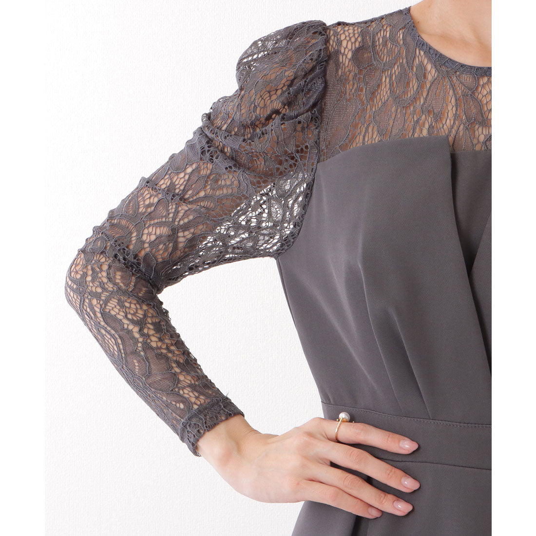 レースレディース Lace Ladies レース ドッキング フェイクレイヤード ビスチェ ワンピース