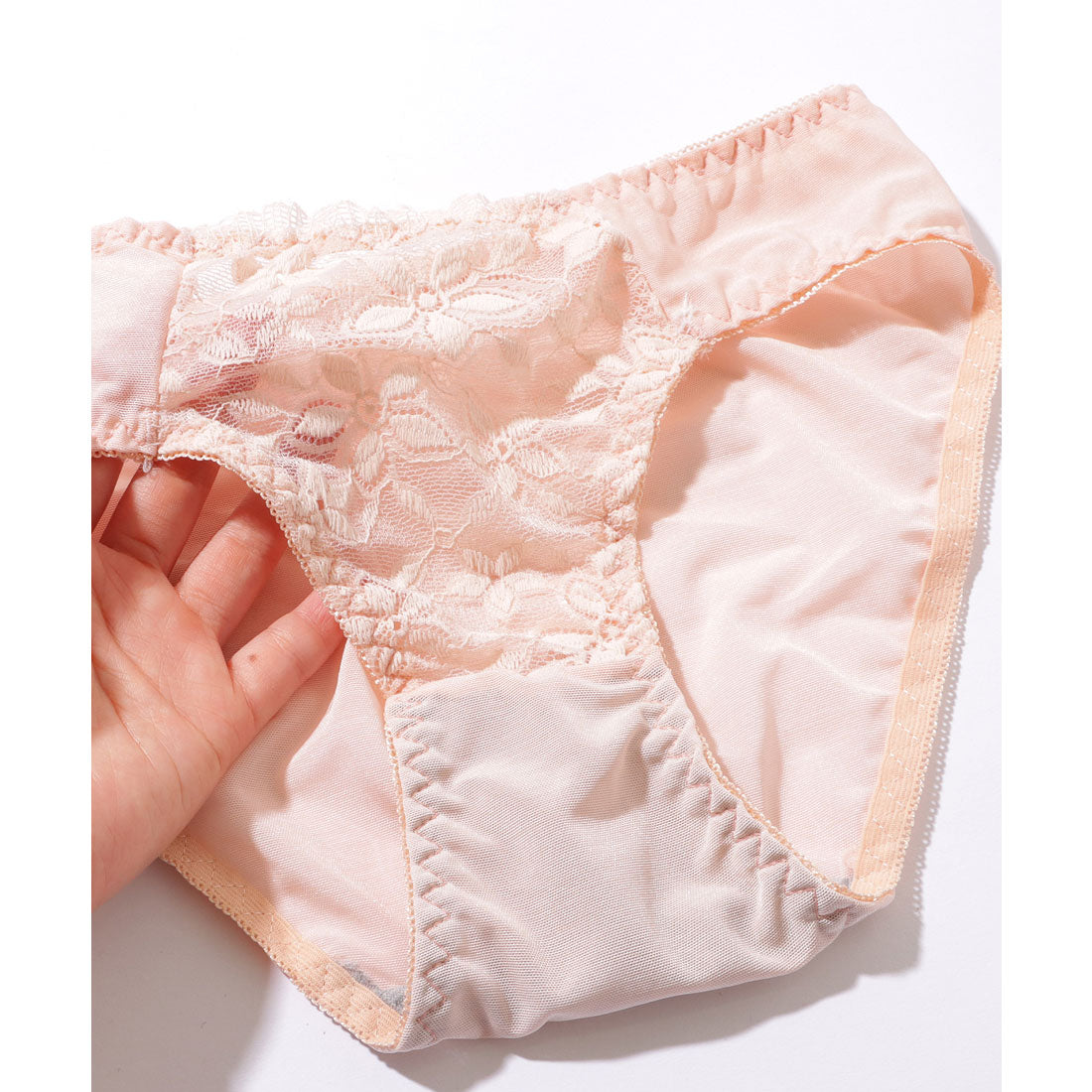 レースレディース Lace Ladies リボン ギャザー カットアウト フラワー レース ブラジャー&ショーツ セット【返品不可商品】 (グリーン) グリーン