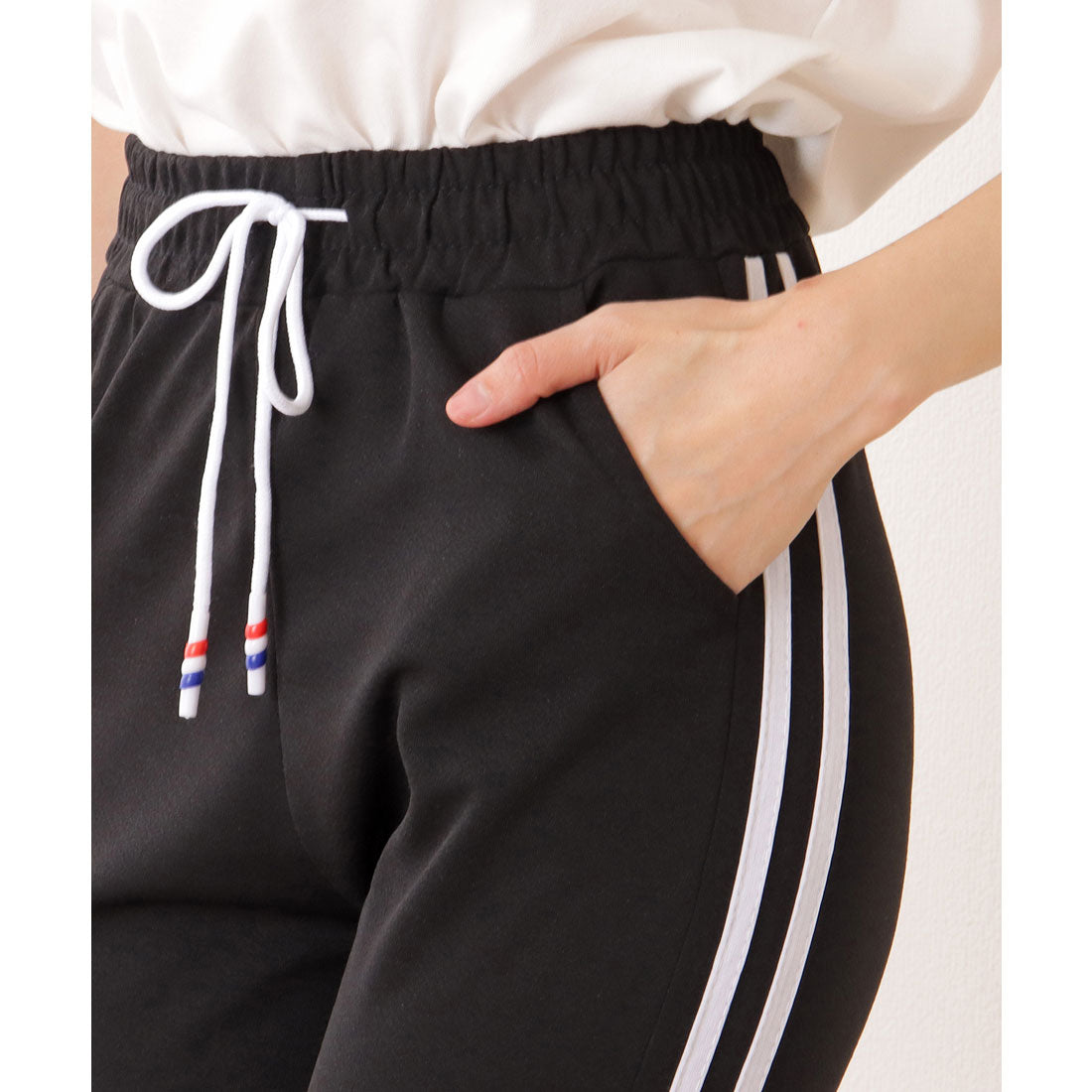 レースレディース Lace Ladies サイドライン 9分丈 イージー スポーツ パンツ (ピンク) ピンク