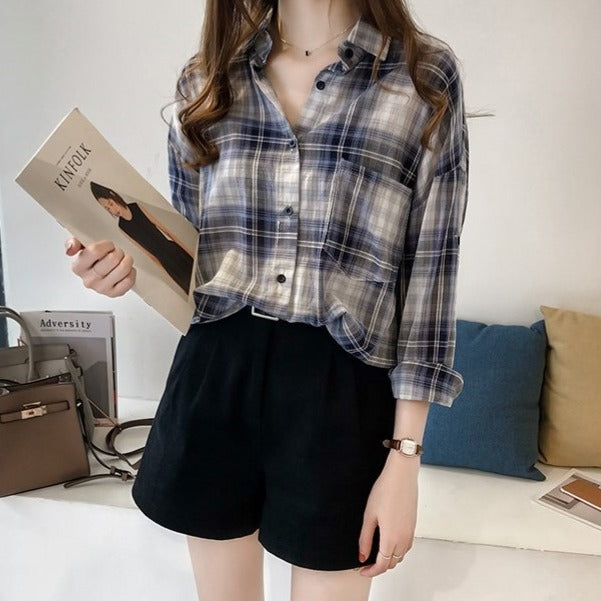 リリーオブバリー Lily of Valley ドロップショルダー チェック シャツ きれいめ ブラウス カジュアル 長袖 襟付き ロング,19