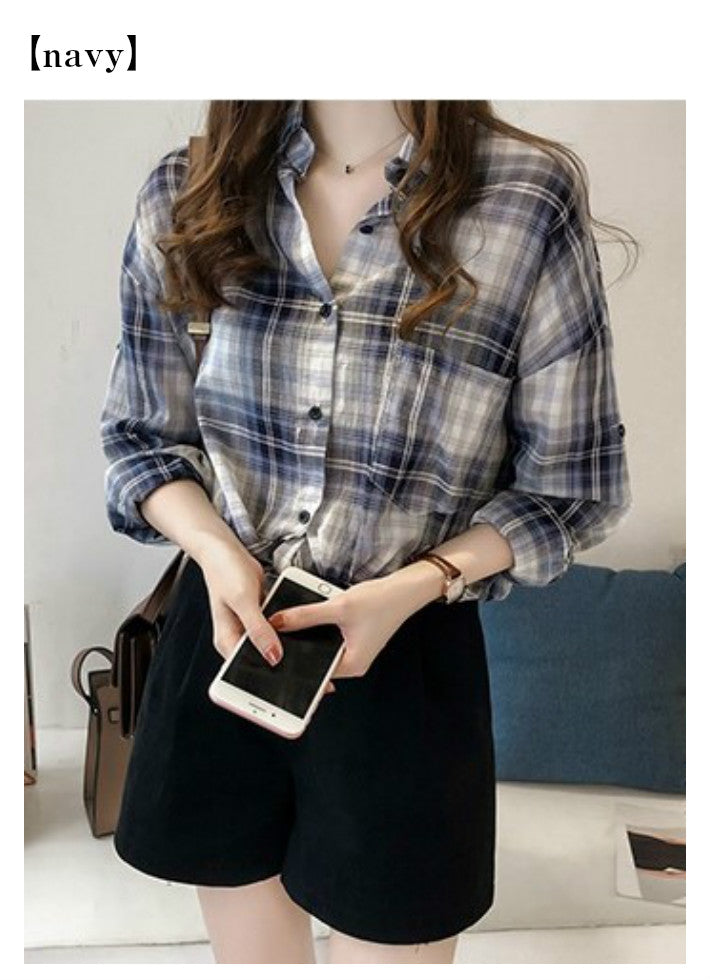 リリーオブバリー Lily of Valley ドロップショルダー チェック シャツ きれいめ ブラウス カジュアル 長袖 襟付き ロング