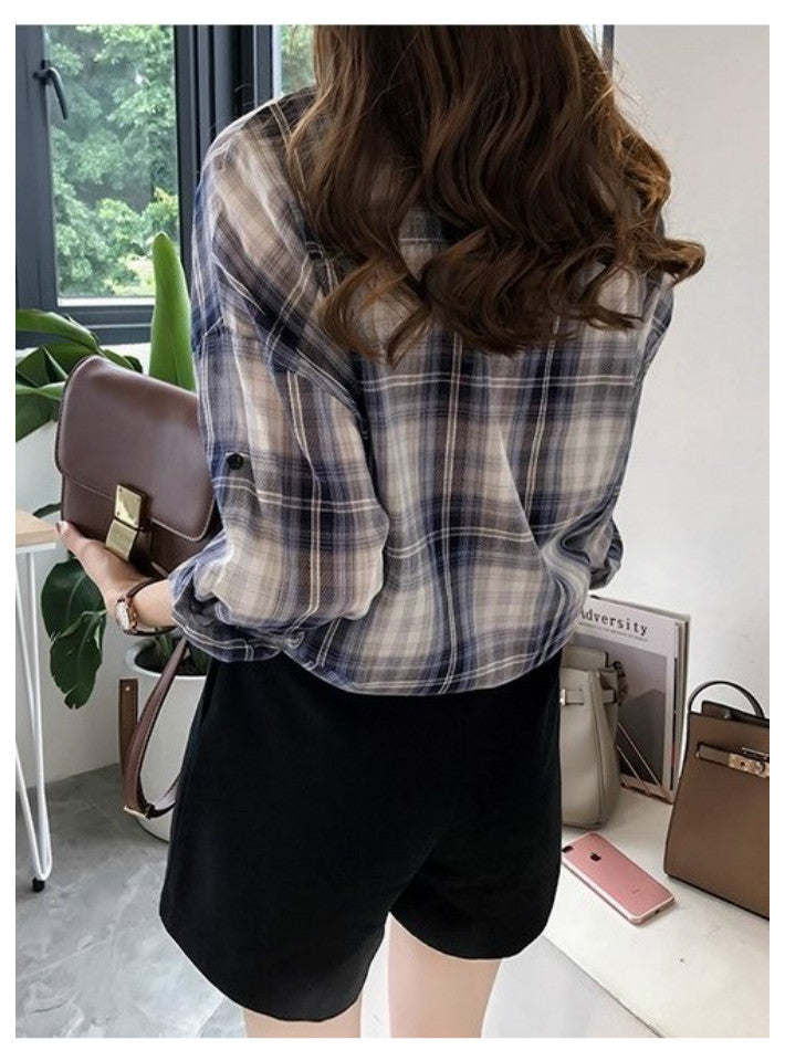 リリーオブバリー Lily of Valley ドロップショルダー チェック シャツ きれいめ ブラウス カジュアル 長袖 襟付き ロング