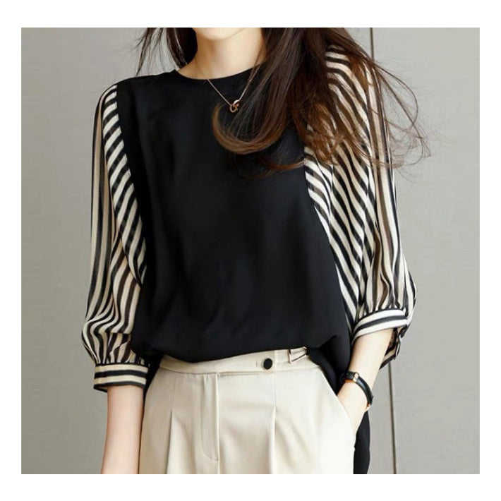 リリーオブバリー Lily of Valley ボリュームスリーブ フレア トップス 七分袖 チュニック カジュアル 上品 カットソー (59) 59