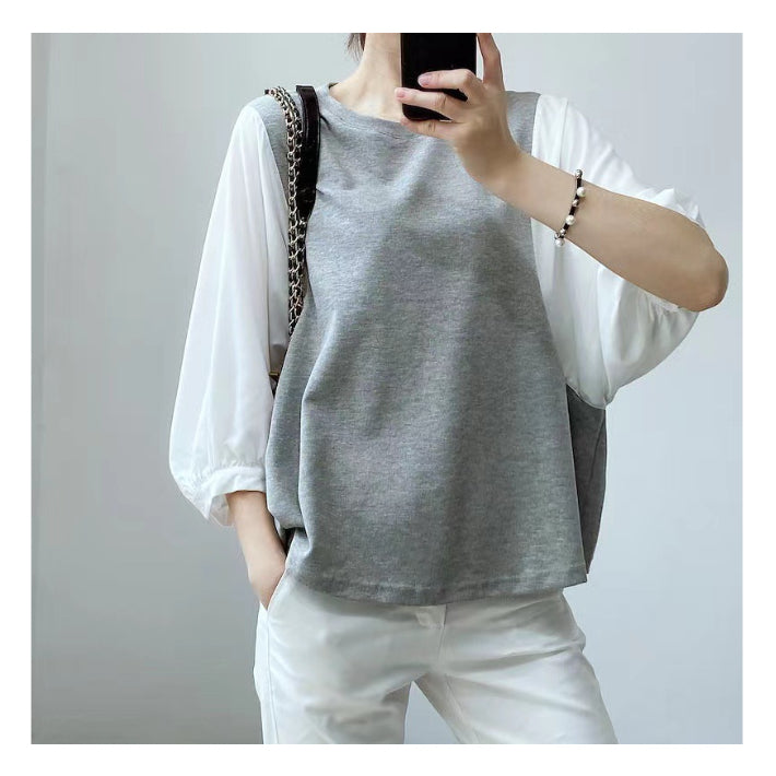 リリーオブバリー Lily of Valley ボリュームスリーブ フレア トップス 七分袖 チュニック カジュアル 上品 カットソー (59) 59