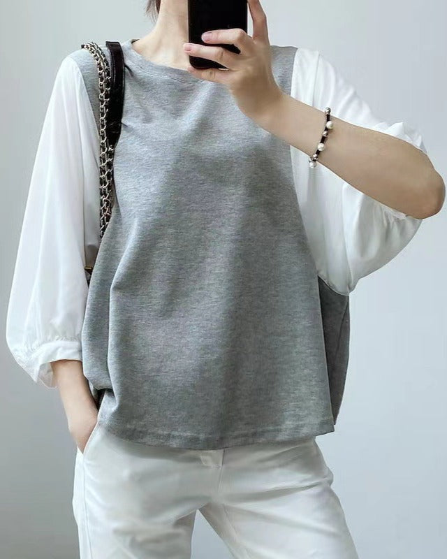 リリーオブバリー Lily of Valley ボリュームスリーブ フレア トップス 七分袖 チュニック カジュアル 上品 カットソー (59) 59