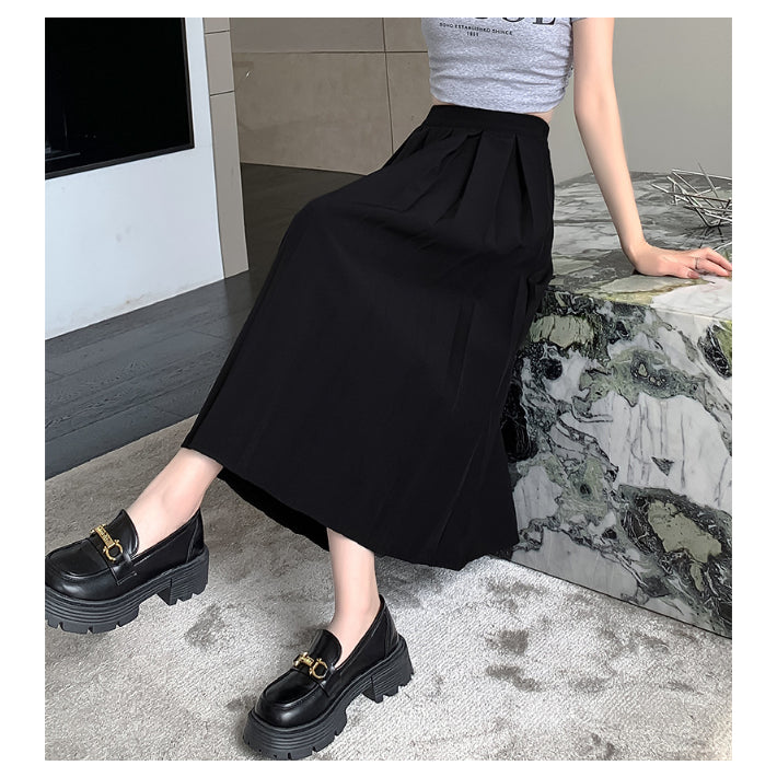 リリーオブバリー Lily of Valley フロント ワイドプリーツ スカート ボトムス ウエストゴム きれいめ カジュアル 上品 (NV) NV