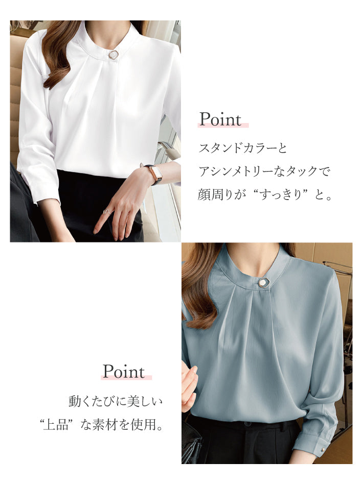 リリーオブバリー Lily of Valley フロントタック シンプル ブラウス トップス 長袖 事務服 きれいめ 上品 清楚 フォーマル (BL) BL