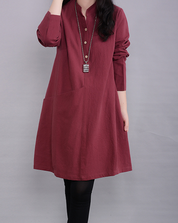 Lily of Valley Skipper Oversized Shirt Dress Casual Long Sleeve Loose Elegant Plain
